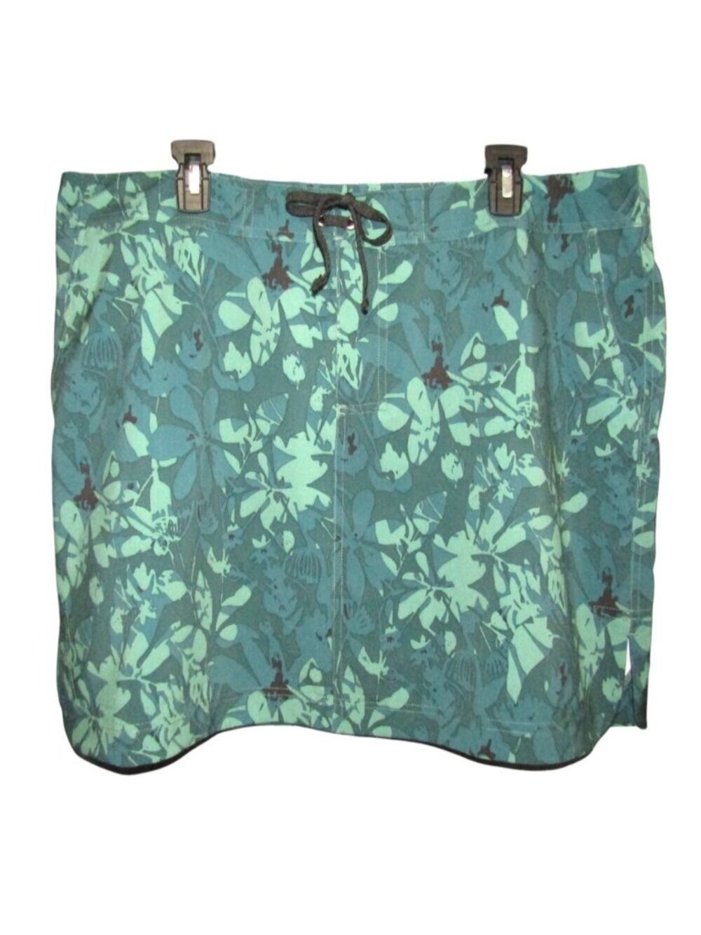 RipSkirt Hawaii Green Floral Sport Skirt Size XXL 19 In Length Pockets Tie Front